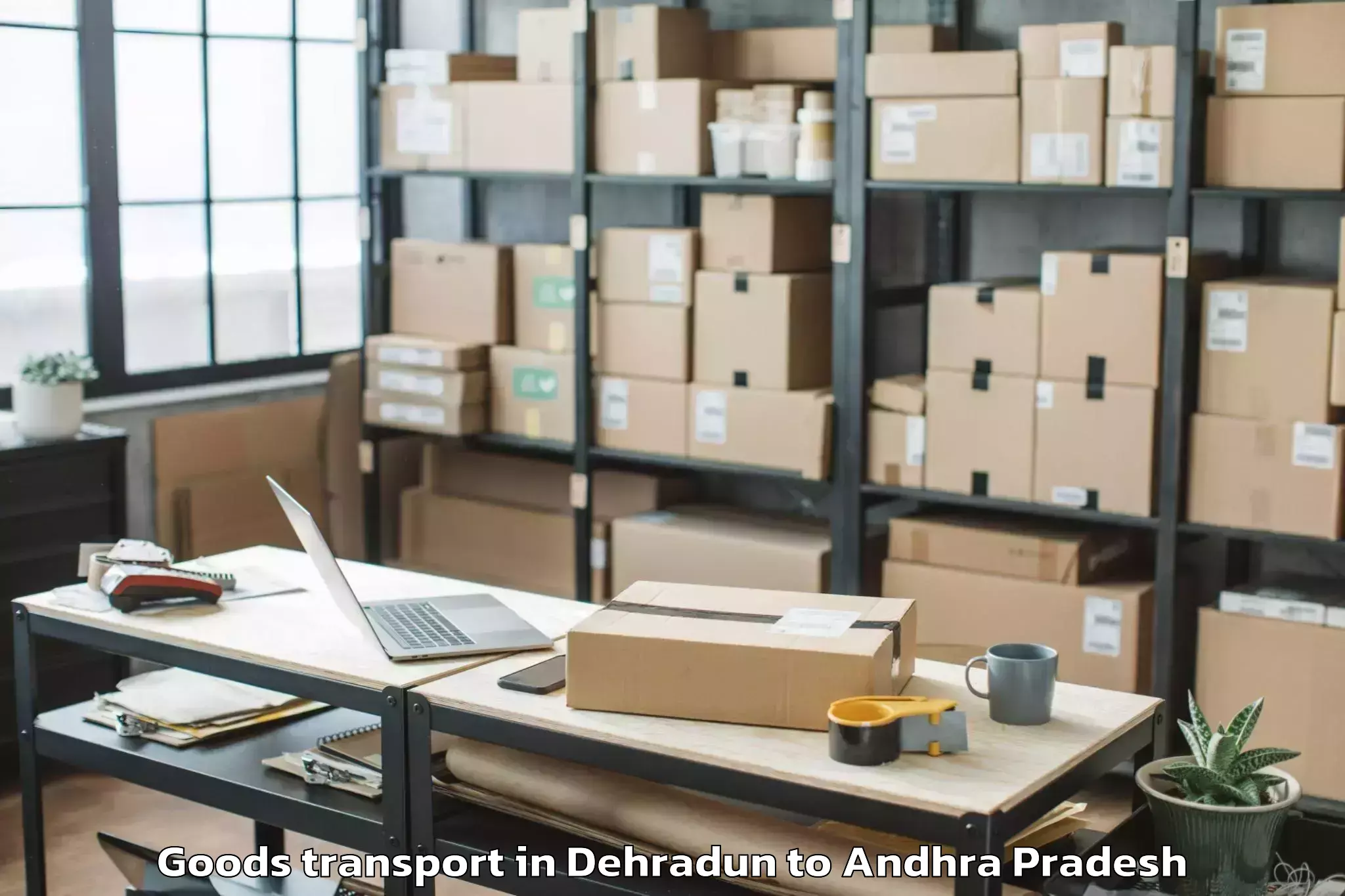 Book Dehradun to Laveru Goods Transport Online